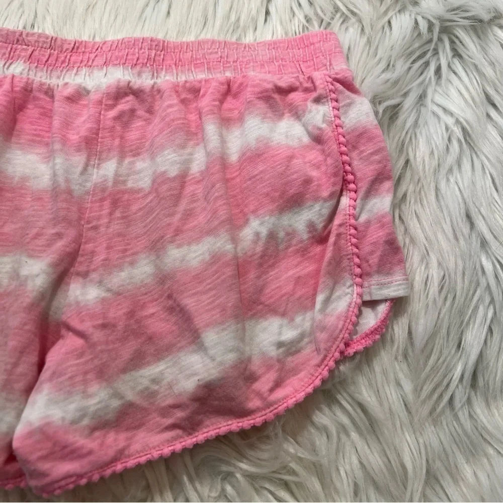 Justice Girls' Size 10 Casual Shorts Pink‎ White Tie Dye Stripes 100% Cotton